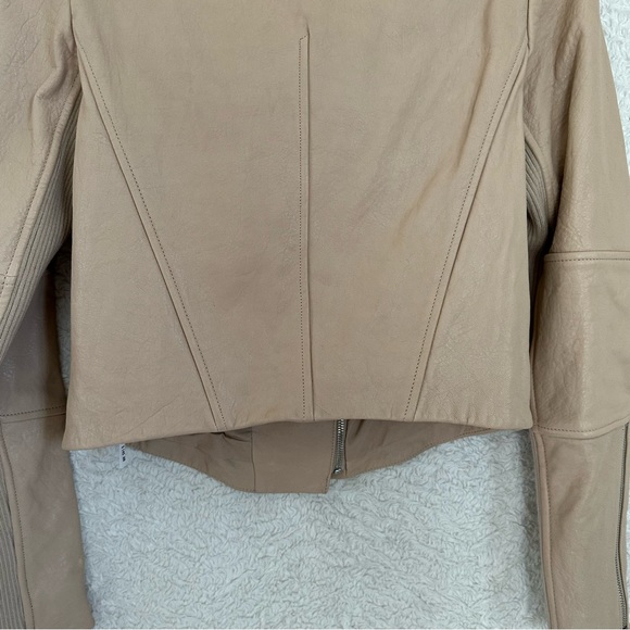 Vince Lamb Leather Asymmetrical Biker Moto Zip Ribbed Jacket (Medium) - Picture 11 of 15